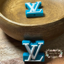 Load image into Gallery viewer, Love Two Toned Turquoise &amp; White Silicone Focal Bead Beads
