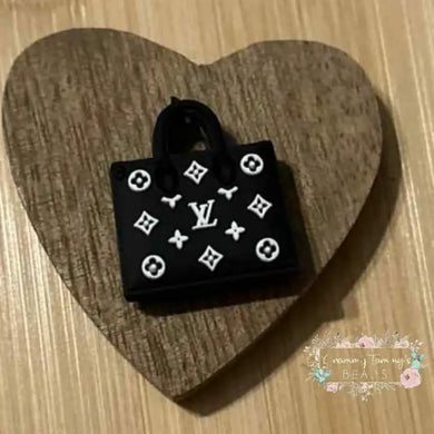 LoVe Black & White Purse Silicone Focal Bead Focal Beads