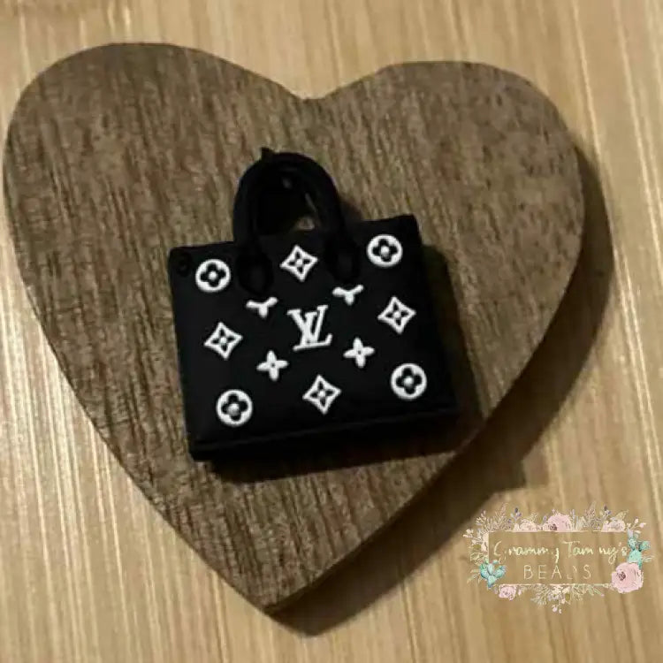 LoVe Black & White Purse Silicone Focal Bead Focal Beads