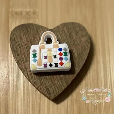 LoVe Purse White Multi Color Silicone Focal Bead Focal Beads