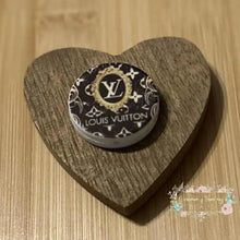 Load image into Gallery viewer, LoVe Black &amp; Gold Round Silicone Focal Bead Silicone Round Focal Bead
