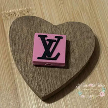 Load image into Gallery viewer, LoVe Pink Square PVC Bead PVC Focal Bead
