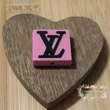 Load image into Gallery viewer, LoVe Pink Square PVC Bead PVC Focal Bead
