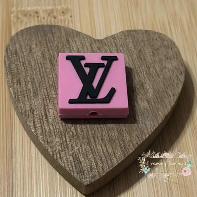 LoVe Pink Square PVC Bead PVC Focal Bead