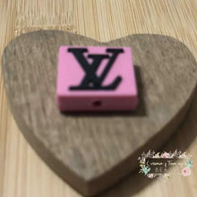 Load image into Gallery viewer, LoVe Pink Square PVC Bead PVC Focal Bead
