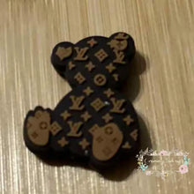 Load image into Gallery viewer, LoVe Brown Teddy Bear Silicone Focal Bead Silicone Focal Bead
