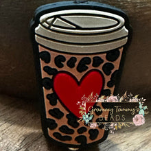 Load image into Gallery viewer, Leopard Heart Cup Silicone Focal Bead Beads
