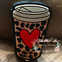 Load image into Gallery viewer, Leopard Heart Cup Silicone Focal Bead Beads
