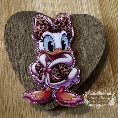 Leopard Duck Pink Glitter Acrylic Flatback Glitter Flatback