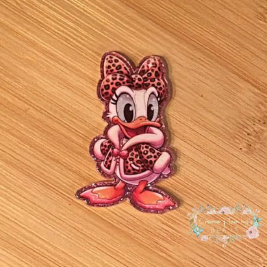 Leopard Duck Pink Glitter Acrylic Flatback Glitter Flatback