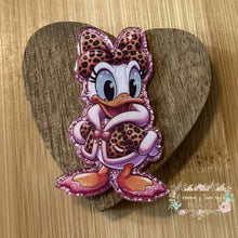 Load image into Gallery viewer, Leopard Duck Pink Glitter Acrylic Flatback Glitter Flatback
