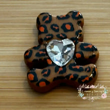 Load image into Gallery viewer, Leopard Print Bear Shaped with Rhinestone Bead - Two Colors Available Bear Rhinestone Bead
