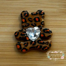 Load image into Gallery viewer, Leopard Print Bear Shaped with Rhinestone Bead - Two Colors Available Bear Rhinestone Bead
