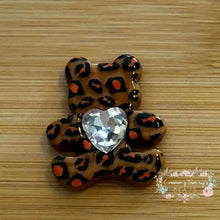 Load image into Gallery viewer, Leopard Print Bear Shaped with Rhinestone Bead - Two Colors Available Bear Rhinestone Bead
