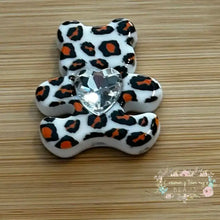 Load image into Gallery viewer, Leopard Print Bear Shaped with Rhinestone Bead - Two Colors Available Bear Rhinestone Bead
