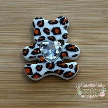Load image into Gallery viewer, Leopard Print Bear Shaped with Rhinestone Bead - Two Colors Available Bear Rhinestone Bead
