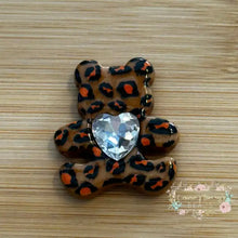 Load image into Gallery viewer, Leopard Print Bear Shaped with Rhinestone Bead - Two Colors Available Brown Bear Rhinestone Bead
