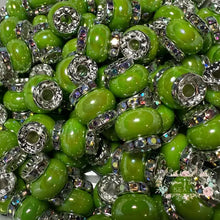 Load image into Gallery viewer, Olive Green Rhinestone Pearl Spacer Beads Spacers
