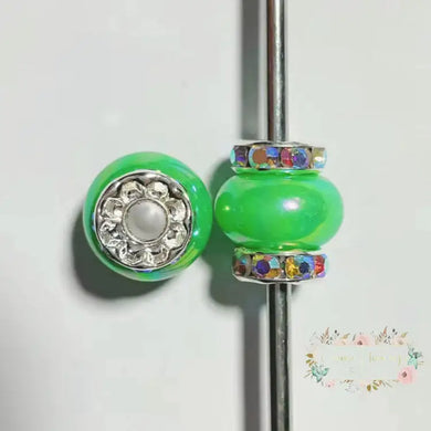 Light Green Rhinestone Pearl Spacer Beads Rhinestone Pearl Spacers