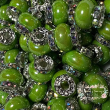 Load image into Gallery viewer, Olive Green Rhinestone Pearl Spacer Beads Spacers
