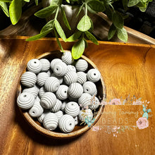 Load image into Gallery viewer, Light Grey 15Mm Spiral Round Bead Silicone Beads
