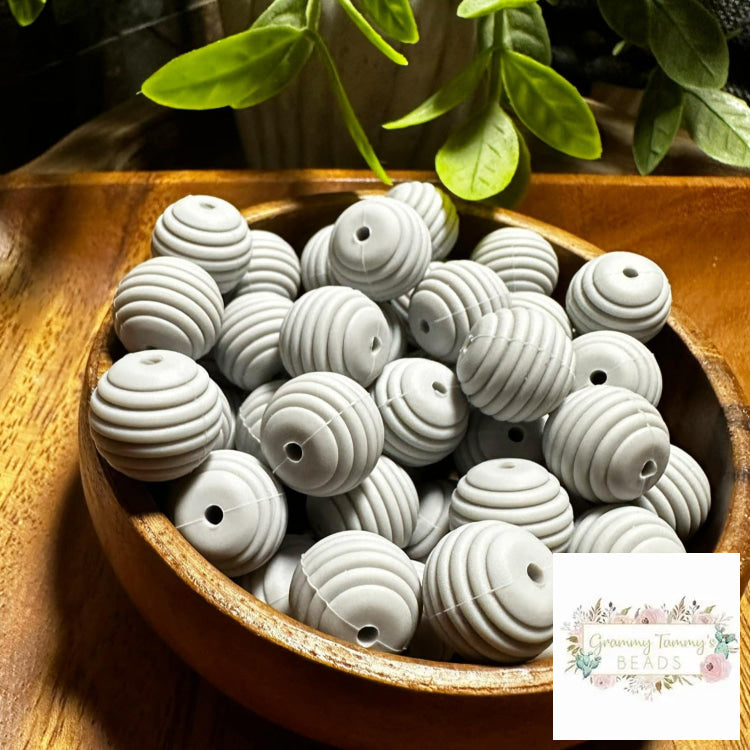 Light Grey 15Mm Spiral Round Bead Silicone Beads