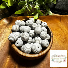 Load image into Gallery viewer, Light Grey 15Mm Spiral Round Bead Silicone Beads
