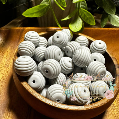 Light Grey 15Mm Spiral Round Bead Silicone Beads