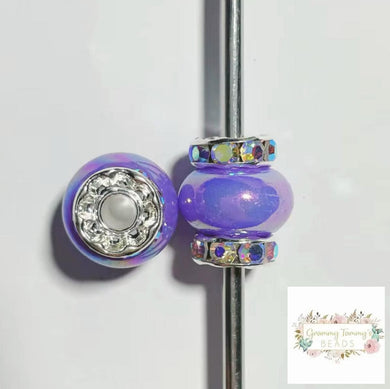 Lilac Rhinestone Pearl Spacer Beads Rhinestone Pearl Spacers
