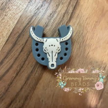 Load image into Gallery viewer, Longhorn - Grey Silicone Focal Bead
