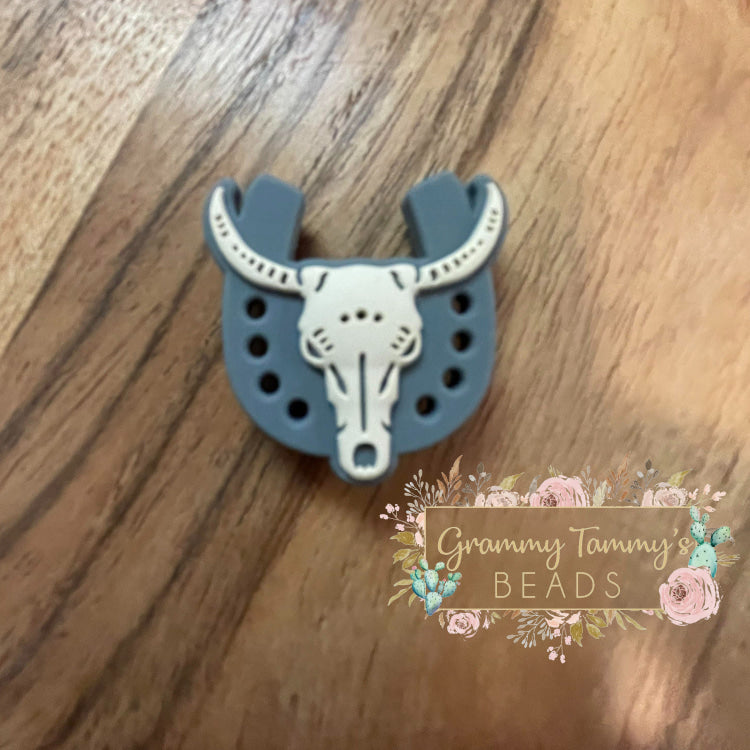 Longhorn - Grey Silicone Focal Bead