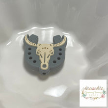 Load image into Gallery viewer, Longhorn - Grey Silicone Focal Bead
