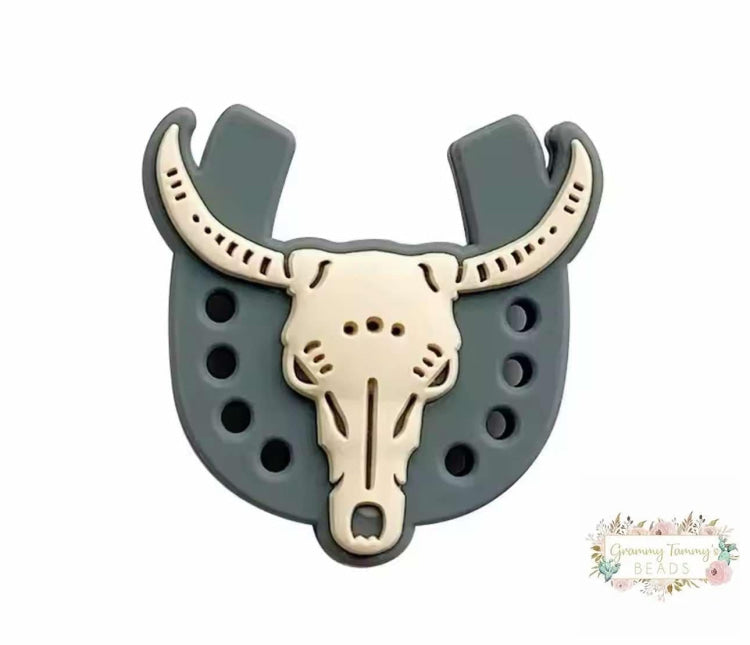 Longhorn - Grey Silicone Focal Bead