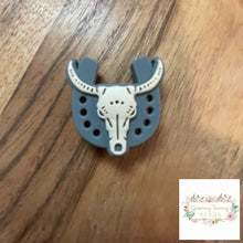 Load image into Gallery viewer, Longhorn - Grey Silicone Focal Bead

