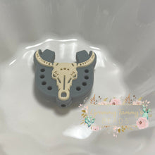 Load image into Gallery viewer, Longhorn - Grey Silicone Focal Bead
