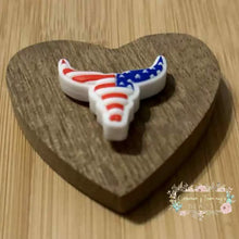 Load image into Gallery viewer, Longhorn Patriotic Silicone Focal Bead Focal Beads
