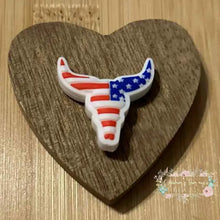 Load image into Gallery viewer, Longhorn Patriotic Silicone Focal Bead Focal Beads
