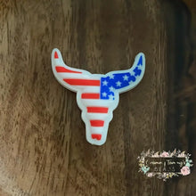 Load image into Gallery viewer, Patriotic Longhorn Silicone Focal Bead
