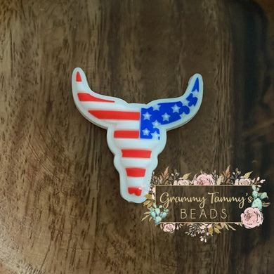 Patriotic Longhorn Silicone Focal Bead