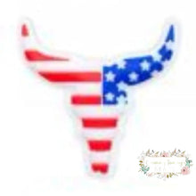 Load image into Gallery viewer, Longhorn Patriotic Silicone Focal Bead Beads
