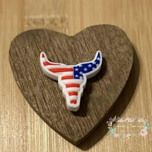 Load image into Gallery viewer, Longhorn Patriotic Silicone Focal Bead Focal Beads
