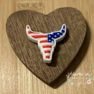 Longhorn Patriotic Silicone Focal Bead Focal Beads