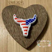 Load image into Gallery viewer, Longhorn Patriotic Silicone Focal Bead Focal Beads
