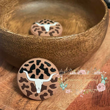 Load image into Gallery viewer, Longhorn Brown Leopard Round Silicone Focal Bead 1 Count Beads
