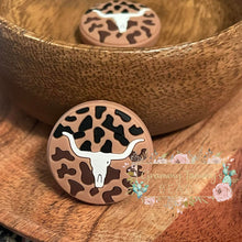 Load image into Gallery viewer, Longhorn Brown Leopard Round Silicone Focal Bead 1 Count Beads
