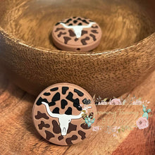 Load image into Gallery viewer, Longhorn Brown Leopard Round Silicone Focal Bead 1 Count Beads
