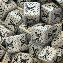 Load image into Gallery viewer, Love - White &amp; Black High Quality Square Acrylic Beads 5-Count Acrylic Beads
