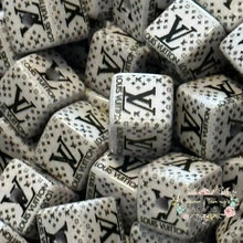 Load image into Gallery viewer, Love - White &amp; Black High Quality Square Acrylic Beads 5-Count Acrylic Beads
