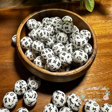 Load image into Gallery viewer, Love 15Mm Round Silicone Bead Black &amp; White Focal
