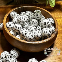 Load image into Gallery viewer, Love 15Mm Round Silicone Bead Black &amp; White Focal
